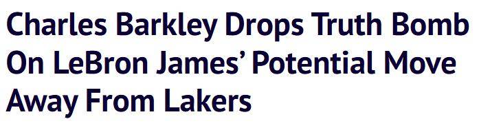 巴克利：詹姆斯迟早得离开东契奇的湖人独行侠有望成为西部第二